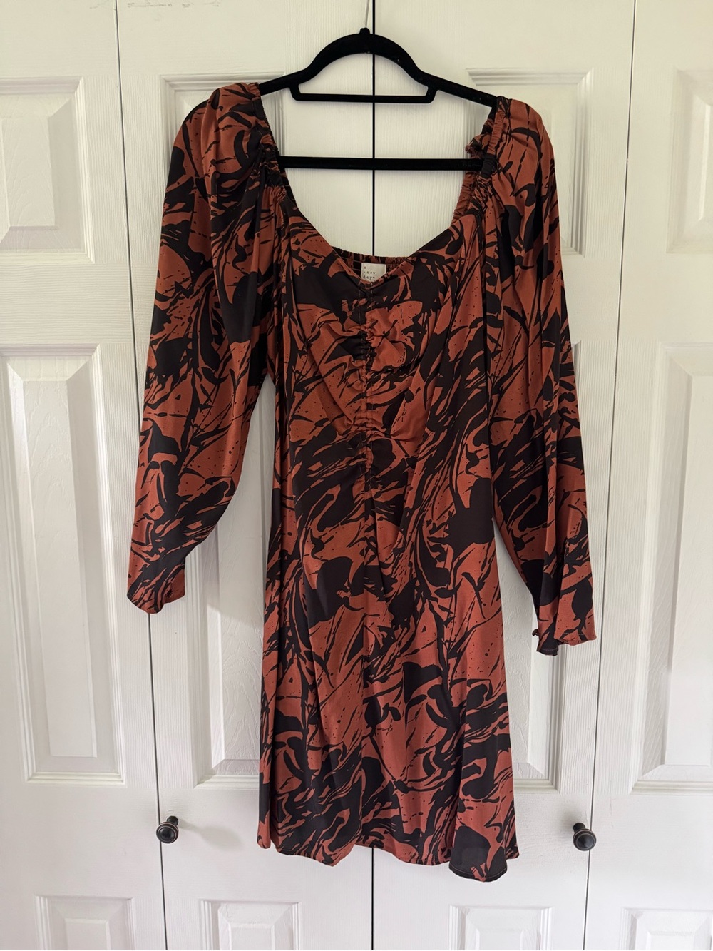 a new day Rust & Black Swirl Long Sleeve Dress